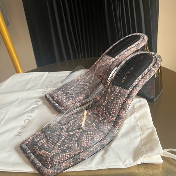 Good American*Size 7* Python Print With Clear Strap Mule* - Picture 4 of 6